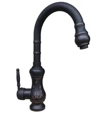 Black Oil Rubbed Bronze Single Handle Swivel Spout Kitchen Sink Faucet  Cold & Hot Mixer Tap asf111
