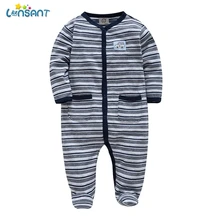 LONSANT/гольфы для новорожденных с круглым вырезом; мягкая одежда в полоску для новорожденных; детский зимний теплый комбинезон для малышей; цельная одежда; N30