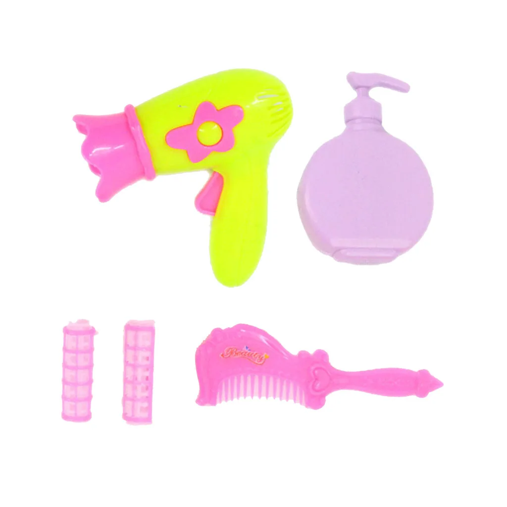 Beauty Comb Hair Dryer Roller Curler Lotion Bottle Sets Dollhouse Miniature Bathroom Accessories for   Doll