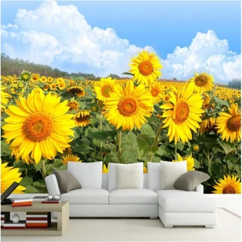 

beibehang Large Custom Wallpaper Mural HD Sunflower Landscape Wall Painting TV Wall Decorative wall papers home decor