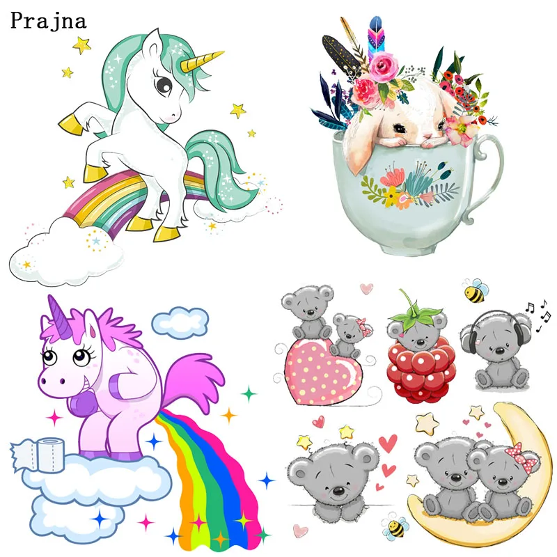 

Prajna Cartoon Printed Thermal Transfer for Cloth DIY Unicorn Princess Transfer Dancing Queen Iron-on Stickers to Cloth Decor F