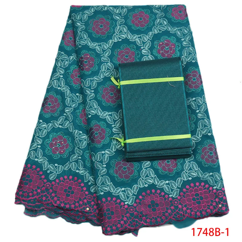 

Nigerian embroidered african swiss lace fabric 2018 high quality lace hot sale French stones fabric cotton for women XZ1748B-2