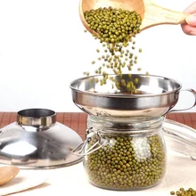 Household Funnel Stainless Steel Wide Mouth Funnel Canning Hopper Filter Food Pickles Jam Funnel Kitchen Gadgets