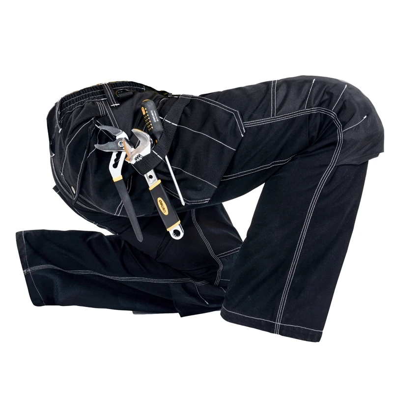 Bauskydd Men working pants multi pockets work trousers with removable eva knee pads top quality worker mechanic cargo work pants