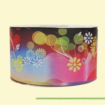 

3" inch 75 mm 7.5cm sunflower and snowflakes and circles and dots free shipping printed grosgrain ribbons