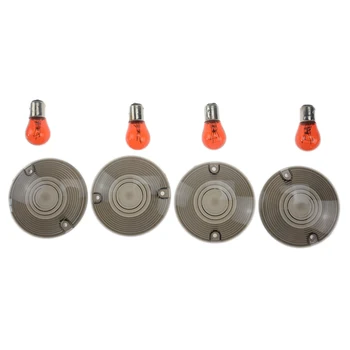 

4 Pcs motorcycle Smoked Turn Signal Lenses+Amber Bulbs fit for Harley Davidson Electra Glides Road King