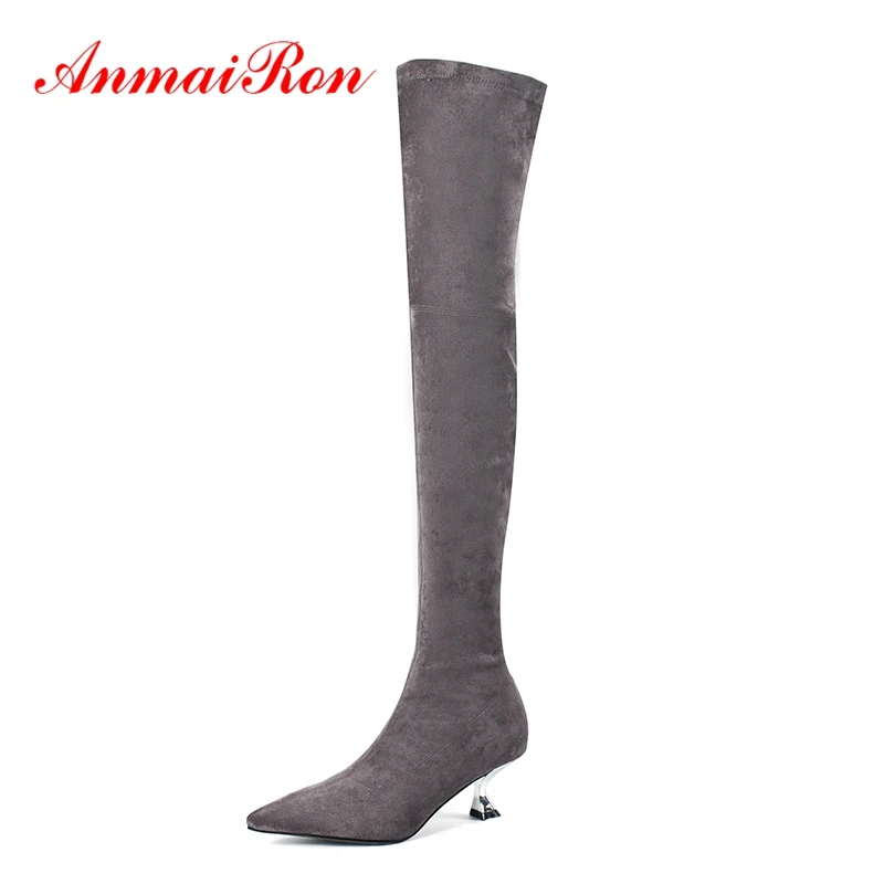 AnmaiRon/женские ботиночки 2018 zapatos de mujer Женские сапоги bella hadid Сапоги выше колена с