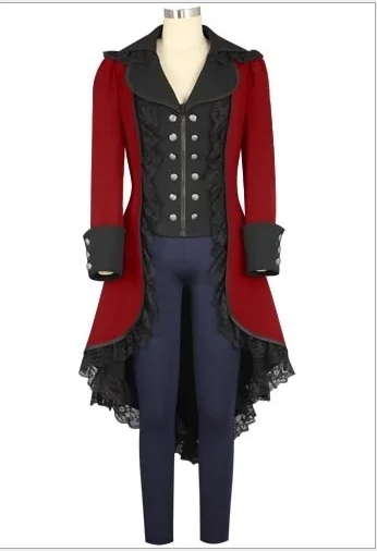 

Medieval Victorian Costume Gothic Steampunk Tuxedo Tailcoat Trench Coat Frock Outfit Overcoat For Adult Men Women