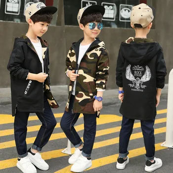 Boy Hoodies Children Double-side Wear Parka Spring Teenager Boys Camouflage Jacket Outwear Kids Coat  Baby Boys Clothing 2