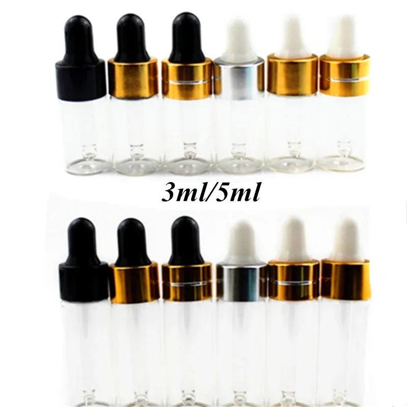 

5pcs/Pack 3ml 5ml Clear Glass Eye Dropper Bottle Essential Oil Display Vials Small Serum Perfume Transparent Sample Test Bottle