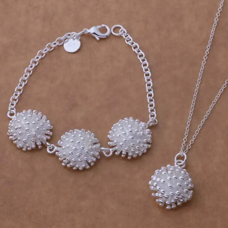 Silver plated jewelry sets, silver jewelry set seaweed beautiful unique