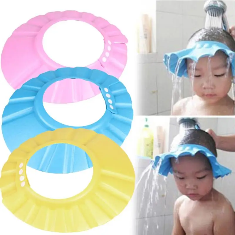 Детская ванночка защитить мягкие Кепки шапка шампунь для ванны душа Кепки Hat мытья волос Щит душ Купание регулируемая детская игрушка в ванную уход