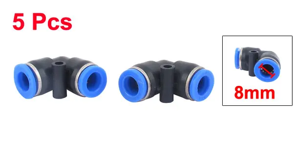 5pcs 8mm to 8mm Pneumatic Elbow Tube L Shape Right Angle Quick Fitting Connector