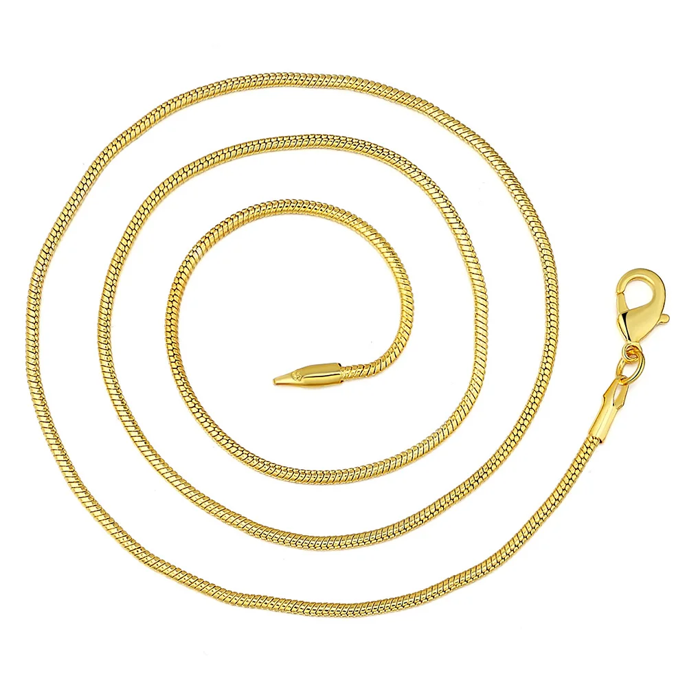 2 мм ширина 18 К штампованная цепочка в виде змеи женские золотые модные ожерелья 16-30 дюймов для женщин девушек вечерние ювелирные изделия подарок другу