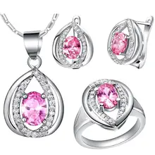 Высокое качество женские свадебные аксессуары для юбилея белый золотистый цвет ожерелье серьги и кольцо Ювелирные наборы T444-6