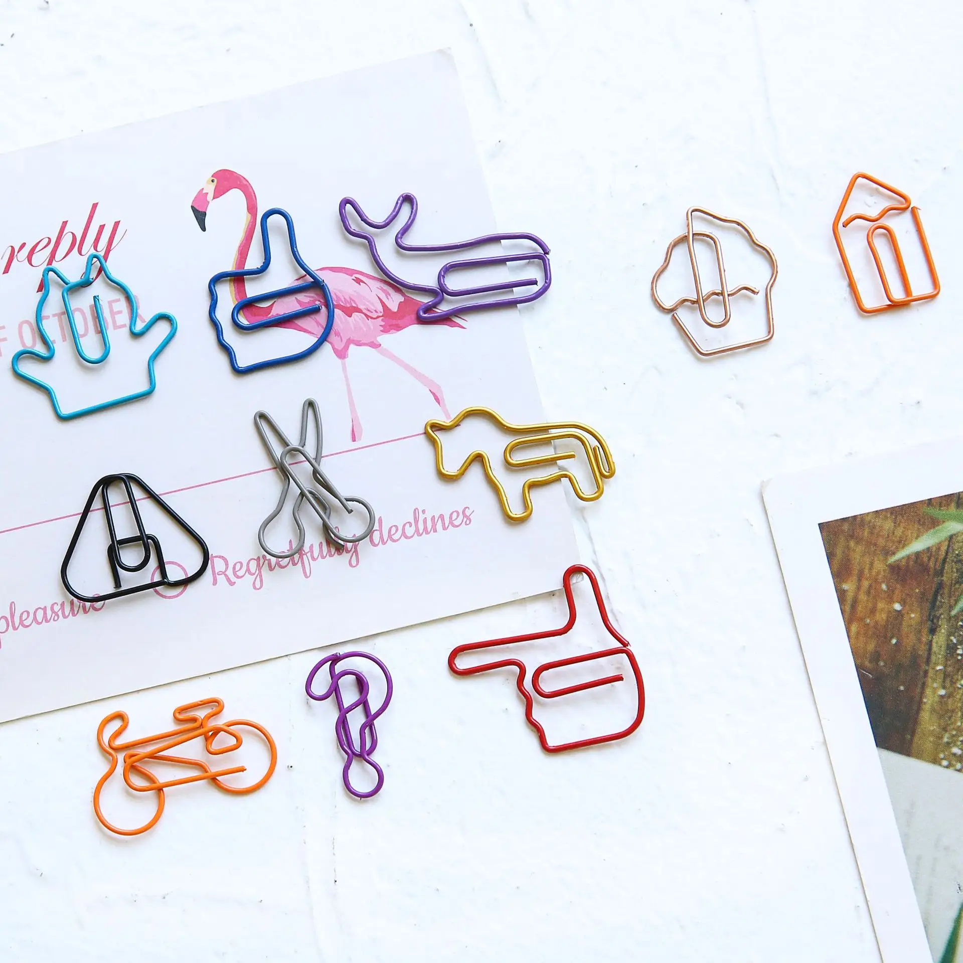 

18pcs/lot Cute Aminal Bookmark Planner Rose Gold Office Mini Stationery Creative Paper Clips Binder Clips Decorative