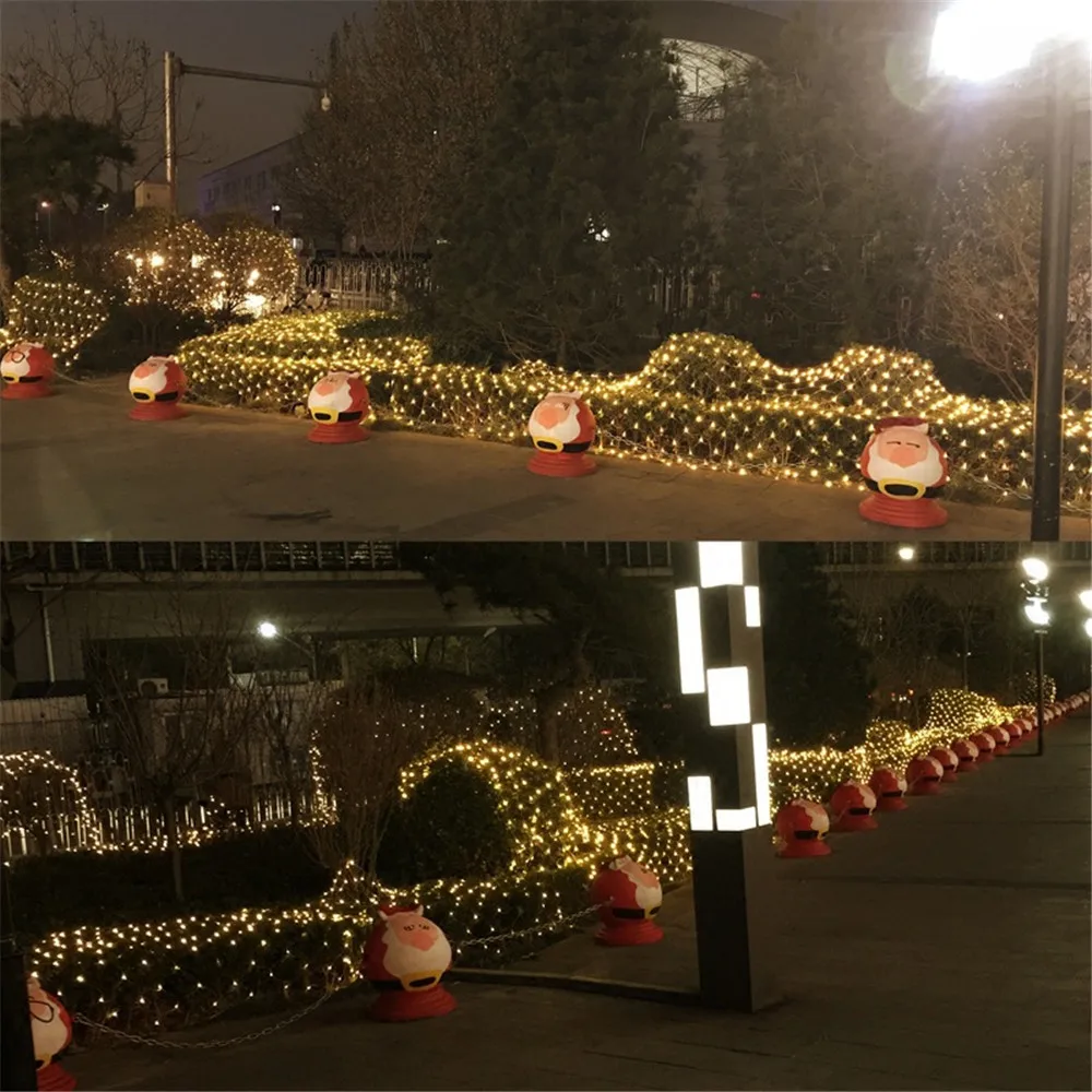 Cortina da Janela Luzes para o Natal de Casamento Luz da Corda Solar Powered Malha 1.1x1.1m 2x3m Início Jardim Decoração Led Net Mod. 130319 22 Solar powered Led Net Luz Da Corda