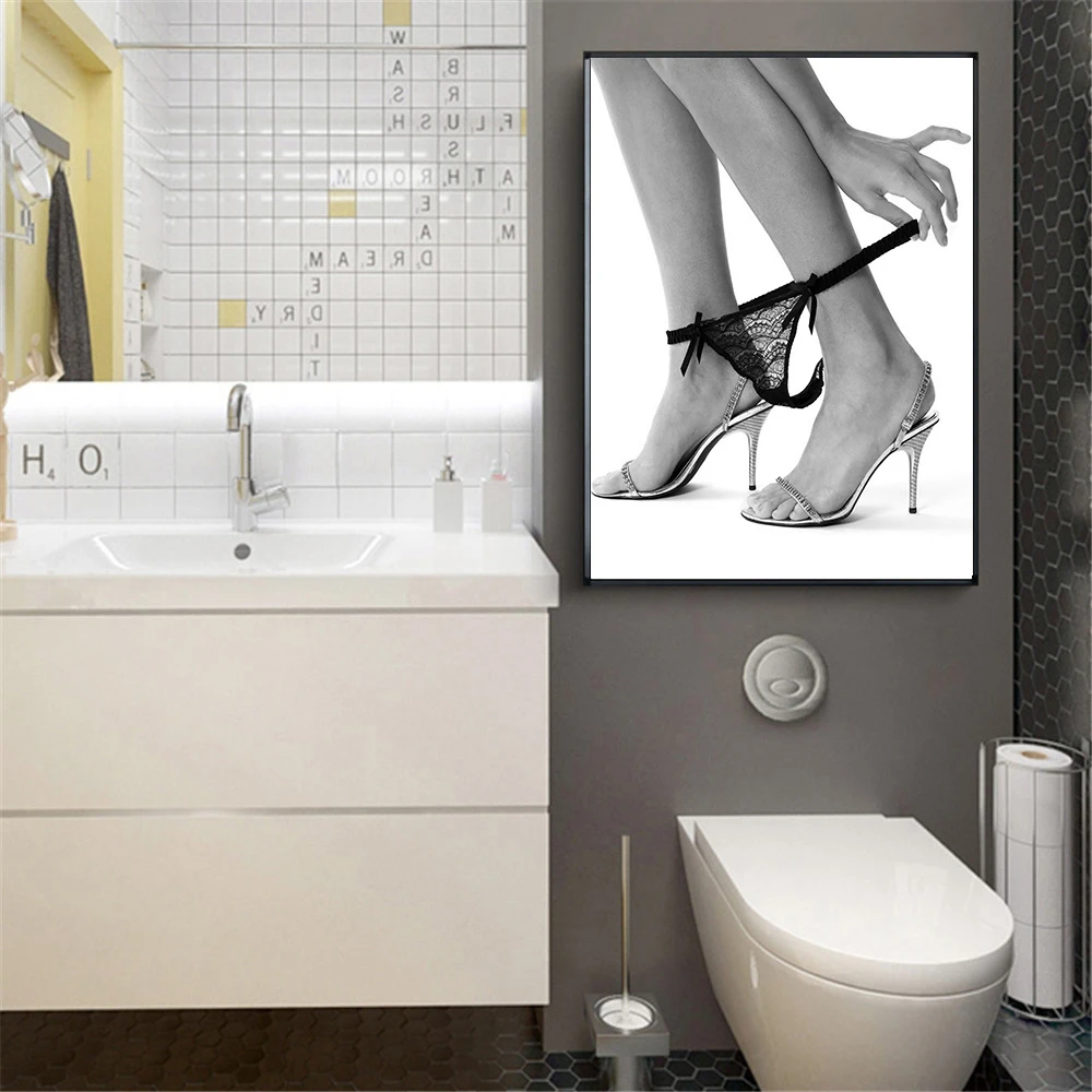 

Canvas Painting Sexy Legs Poster - Undress Black White Wall Art Pictures Bedroom Bathroom Decoration Modern Art Paint