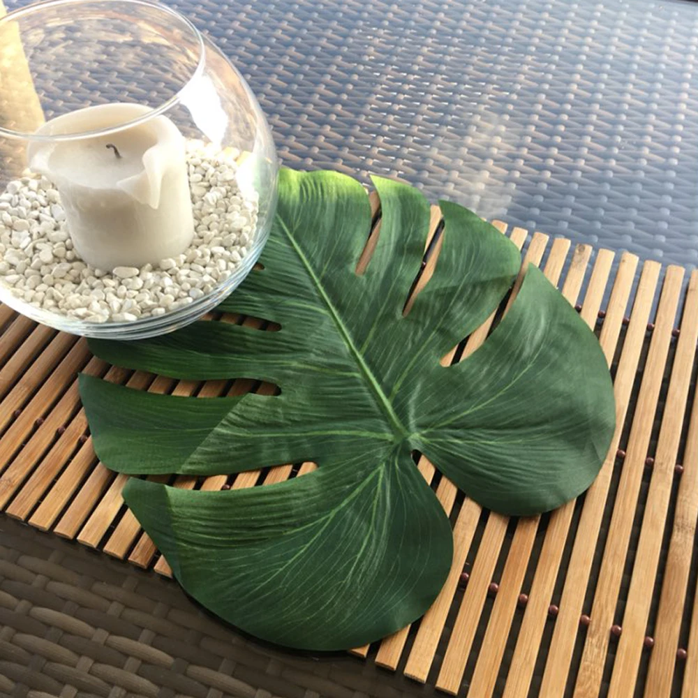 12pcs Artificial Tropical Palm Leaves flower Cup Coaster