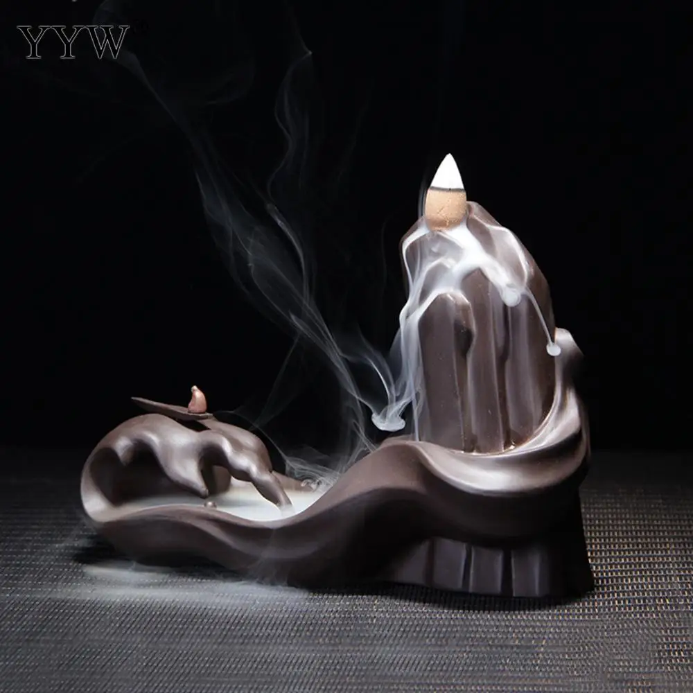 

Vintage Incense Burners Backflow Incense Cones Burners Holder Home Decor Joss Stick Aromatherapy Brown Ceramic Aroma Censer