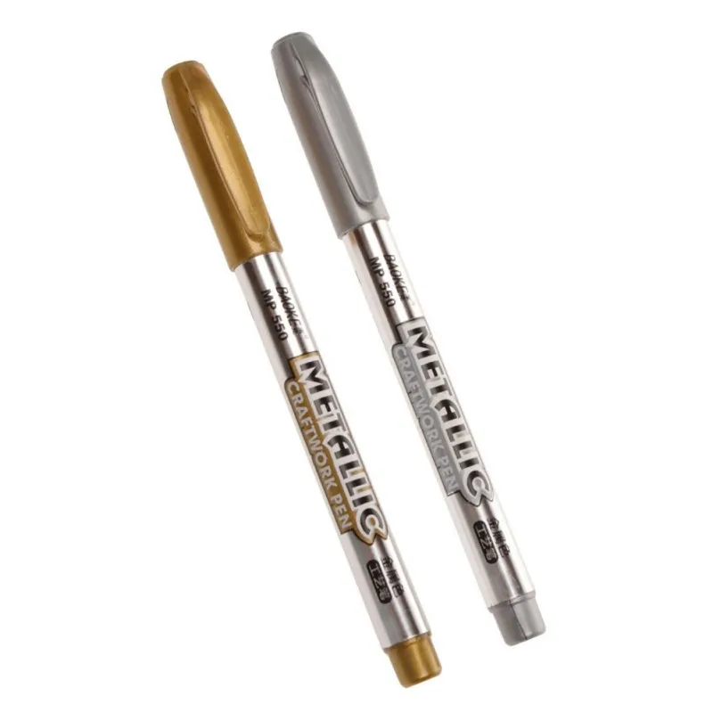 

1Pcs DIY Metal Waterproof Permanent Paint Marker Pens Sharpie Gold And Silver 1.5mm Student Supplies Marker Craftwork Pen