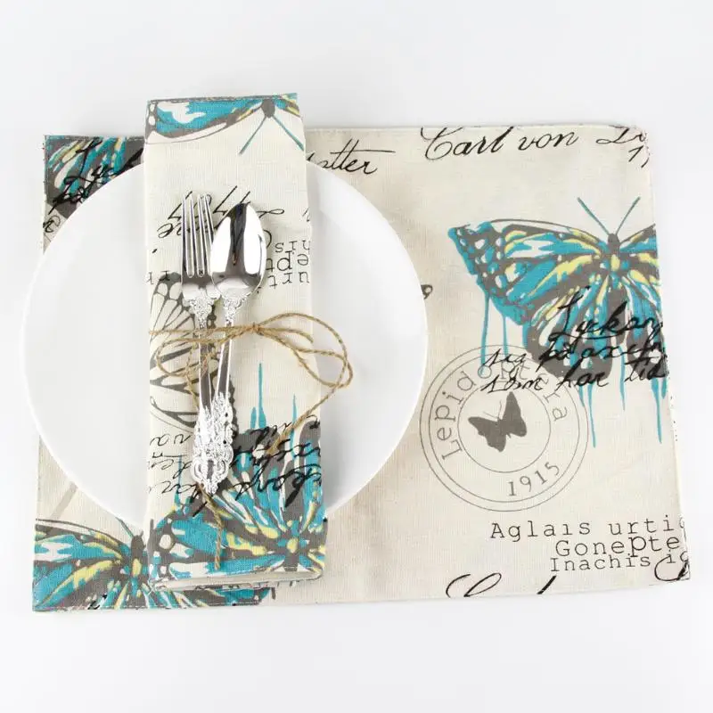 Dining Table Placemat Butterfly Modern Coasters Cotton Cloth Mats Pads Dining Table Placemats