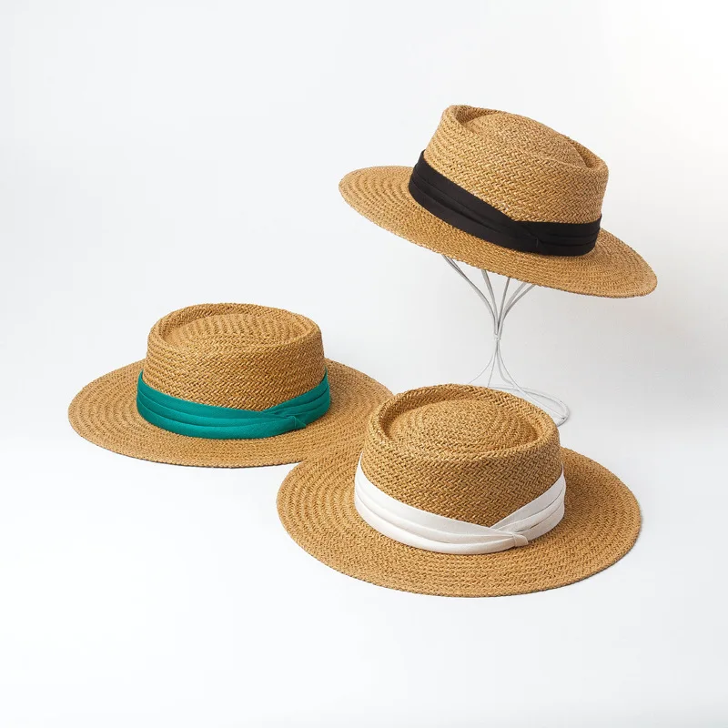 COKK, летние шляпы для женщин, Соломенная пляжная шляпа для девушек, плоский верх, Солнцезащитная уличная, для путешествий, отдыха, Панама, Кепка с широкими полями, солнцезащитный козырек