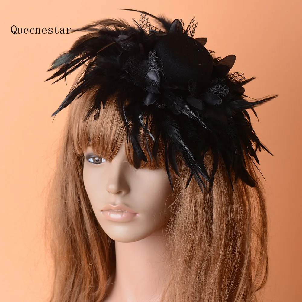 2017 New Vogue Wedding Headdress For Women Feather Top Hat Hair Clip