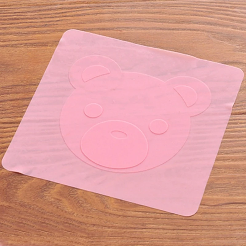 Мультяшный медведь силиконовые пластиковые пленки холодильник, СВЧ-печь Герметичная крышка для емкостей можно повторно использовать и универсальный изысканный кухня - Цвет: Pink