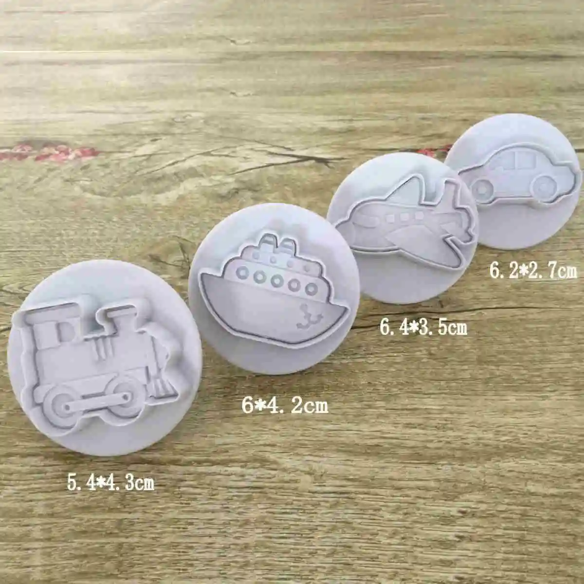 JX-LCLYL 4pcs/lot Car Train Ship Plane Fondant Mold Cutter Cake Cookie Sugarcraft Decor Mould