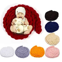 Горячая ручной работы шерсть Вязание Одеяло новорожденный фотографии реквизит для фотосессии фон ковер