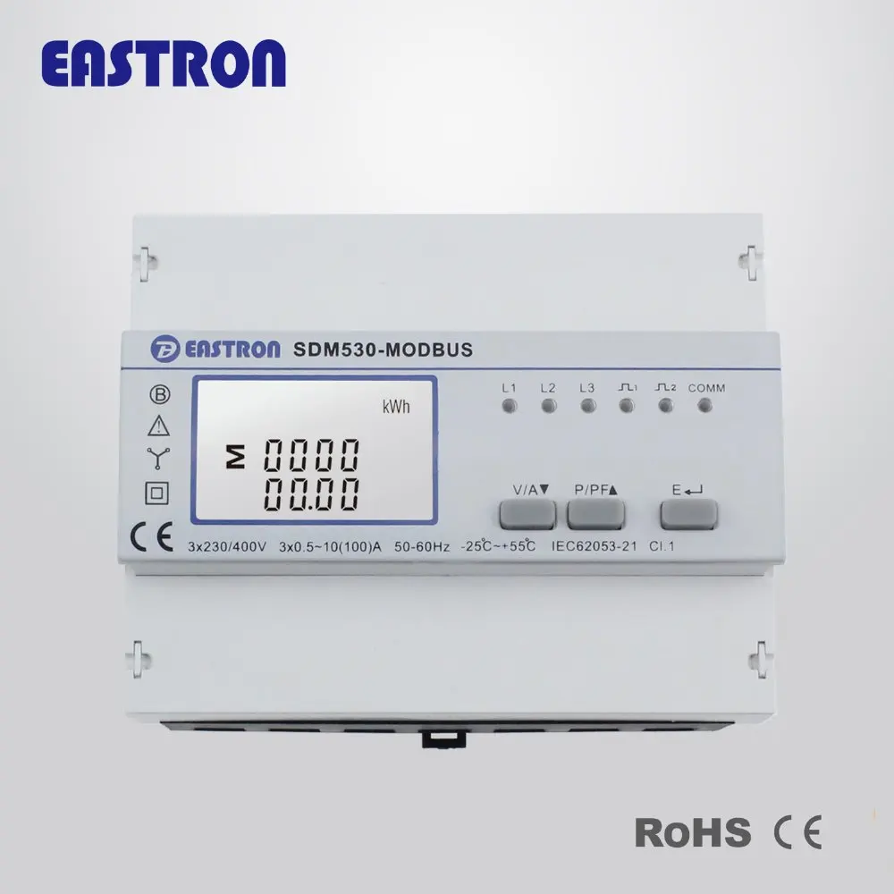 

SDM530 Modbus Three Phase Four Wire Din Rail Energy Meter with DO, RS485 Modbus RTU and Pulse Output, CE approved