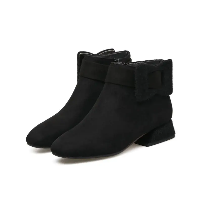Stiefeletten Smeeroon Winter Zip Flock Große Damen wein Med Karree Qualität Heels Hohe Stiefel rot Mode Frauen Schuhe Schwarzes Größe Herbst PPwqrSY