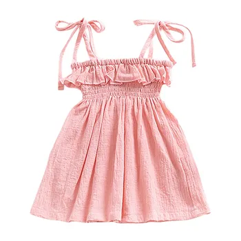 

Summer Baby Girls Casual Solid Color Sleeveless Dress Toddler Infant Girl Cute Princess Dresses Children Sleeveless New Cotton