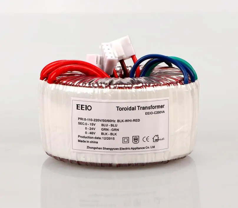 

15V 1.5A+24V 1.5A+46V 2A tranformer 200VA Toroidal transformer copper custom transformer 0-110V-220V amplifier transformer