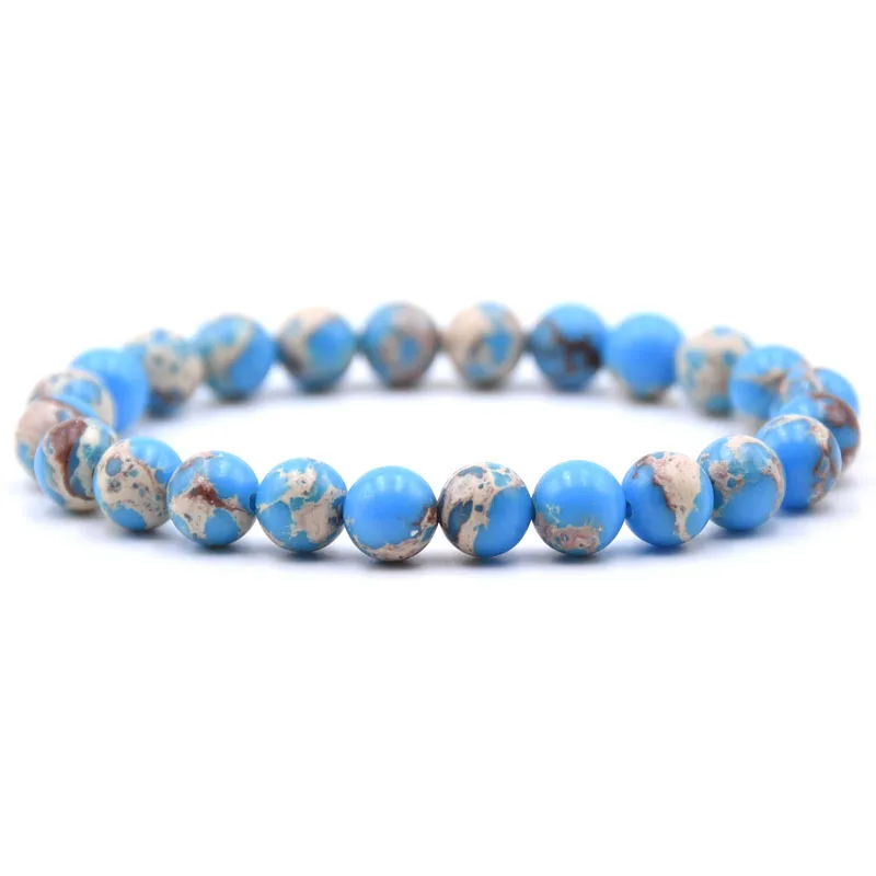 

RIEEW Pure Real Queen Natural Stone Hand Strand Handmade Bracelets & Bangle For Men Trendy 8MM Beads Simple Sport Jewelry Bijoux