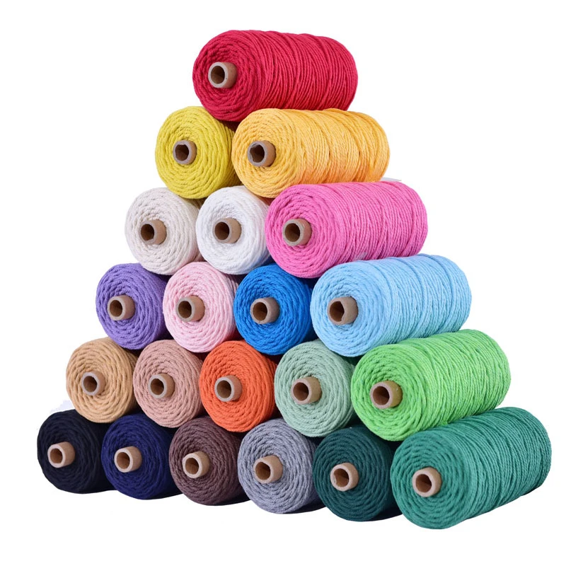 3mmx110yards 100% Cotton Cord Colorful Cord Rope Beige Twisted Craft Macrame String Tapestry DIY Home Textile Decorative supply
