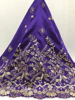 

2019 5yards /lot luxury gold sequins trim lace with purple African George flannel lace fabric for party dresses YYZ06