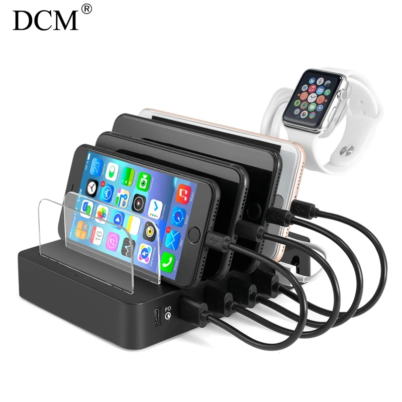 

Universal Charger 6 Ports Desktop USB Charging with 7 Holder Table Charging Station For iPhone Huawei Samsung Smartphone
