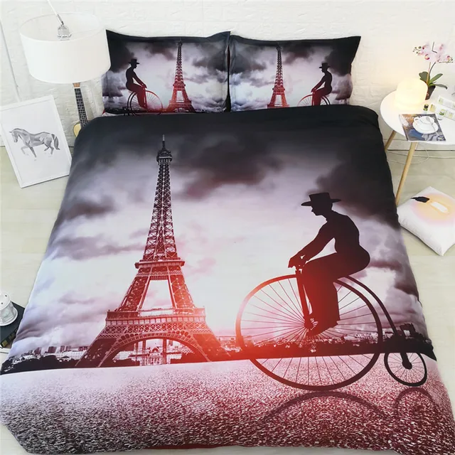 Eiffel Tower Printing Bedspread Egyptian Cotton Bedding Queen Eiffel Tower Printing Bedspread Egyptian Cotton Bedding Queen Size Bed Linen Home Textile Famous