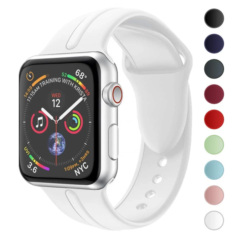 Спортивный ремешок для Apple Watch Series 4 44 мм 40 из мягкого силикона сменный наручных