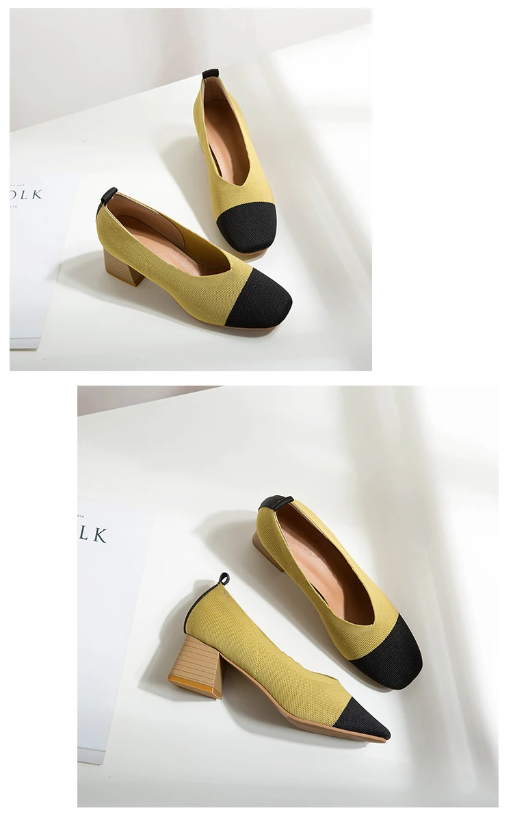 Kjstyrka/ г. простые удобные женские туфли-лодочки с квадратным носком повседневные женские туфли без шнуровки на не сужающемся книзу массивном каблуке 5 см, zapatos mujer