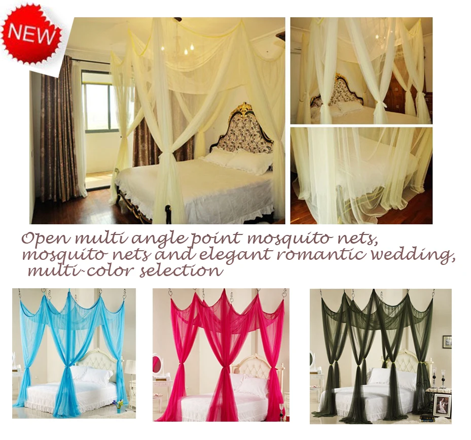 New,Six Corner Point Bug Insect Mosquito Net,Large Bed Canopy,Multiple color choices,Elegant and romantic wedding nets, lace net