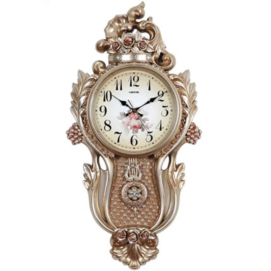

European Plastic Wall Clock Luxury Atmosphere Design Watch Living Room Decoration Kitchen Saat Home Decoration Accessories B85