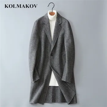 

KOLMAKOV Men's Winter Clothes Wool Dress for Men Double-faced Coats 2020 Fashion Korean Style Long Windbreakers Slim Fit M-3XL