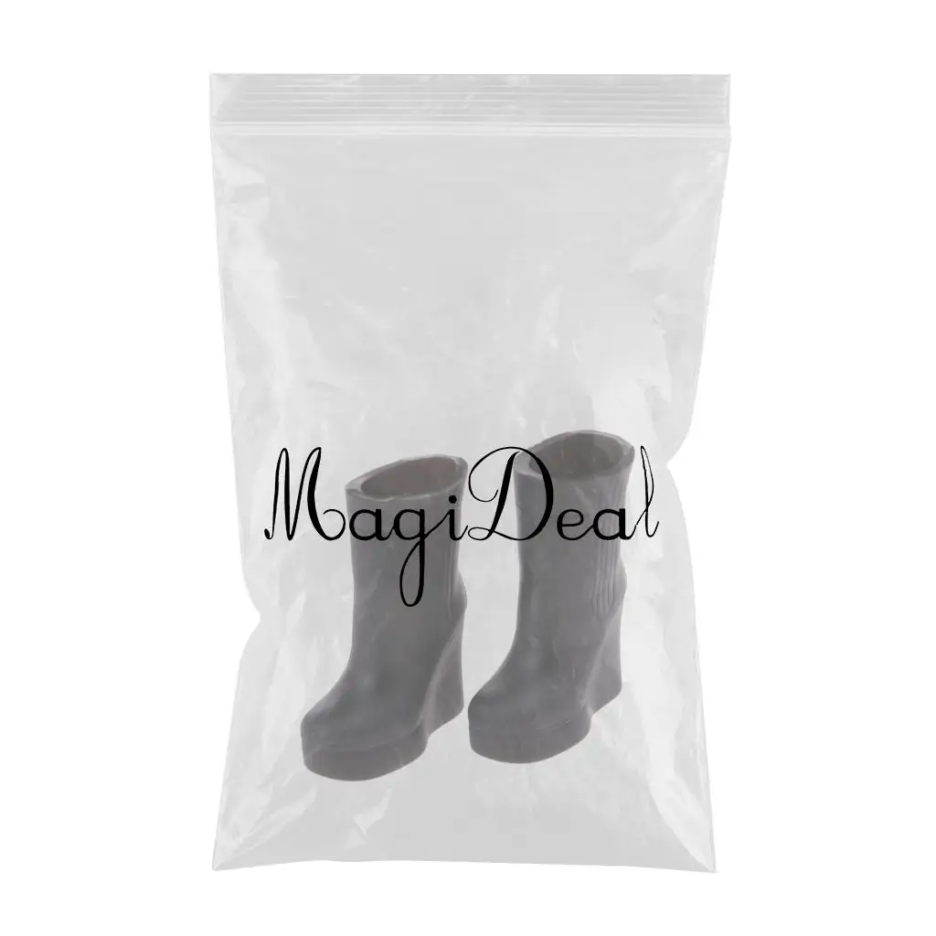 MagiDeal Plastic Boots Shoes for 12inch Blythe 1/6 Licca Doll Clothes Accessory Black