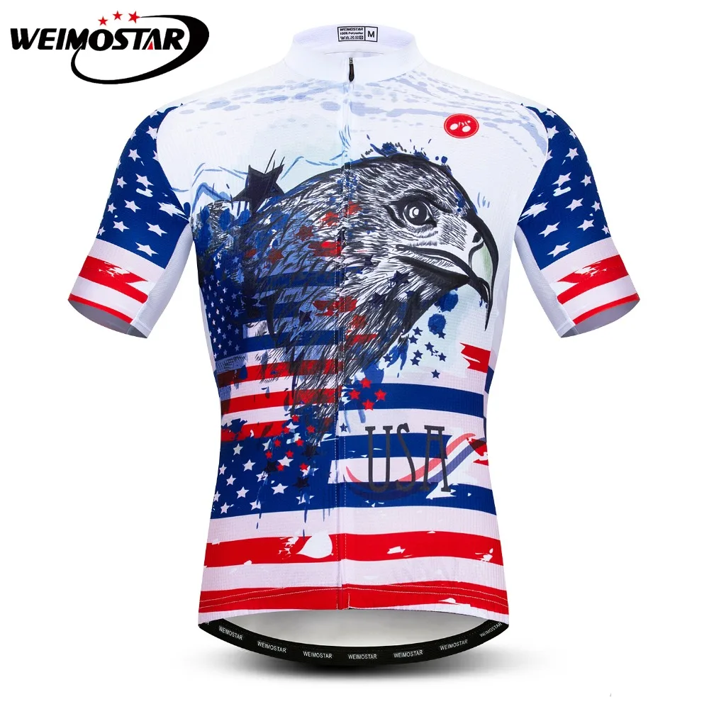 USA Flag United States 2019 Summer Men Cycling Jersey Short Sleeve MTB