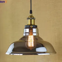 IWHD Американский Лофт Стиль промышленные подвесные светильники, с зажимным приспособлением в прозрачный стеклянный абажур лампе Винтаж подвесные светильники Lampara coltante