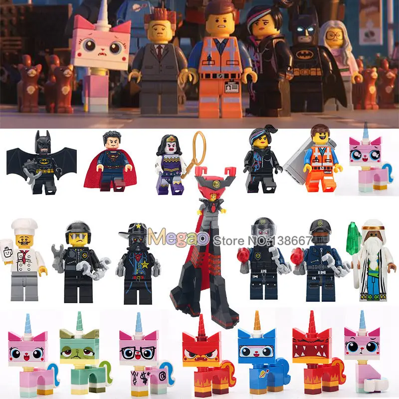 

Single The Legoings Movie Batman Wyldstyle Emmet Lord Business Unikitty Superman Lantern Bad Cop Building Blocks Children Toys