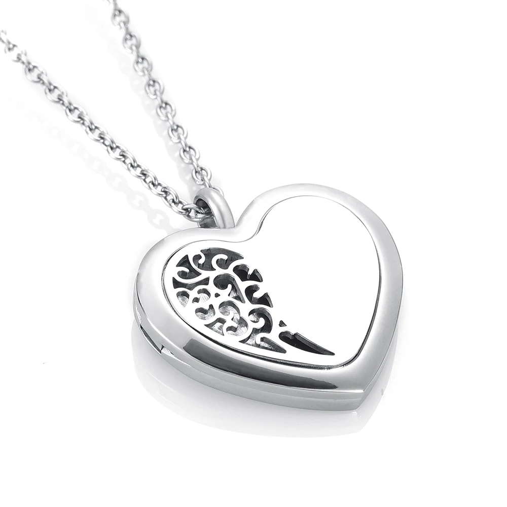 

Chain as Gift! 316L Stainless Steel Heart Perfume Locket Aromatherapy Essential Oil Diffuser Locket Pendant New